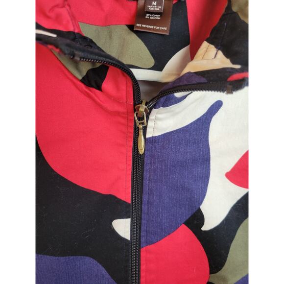 Multiples Red Floral Zip Front Relaxed Long Sleeve Jacket Women's Size Medium - Picture 9 of 12